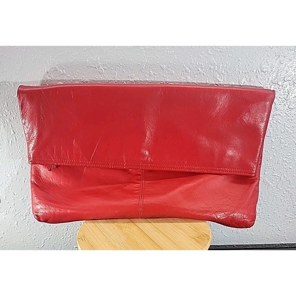 Vintage Amanda Large Red Faux Leather Clutch Handbag‎